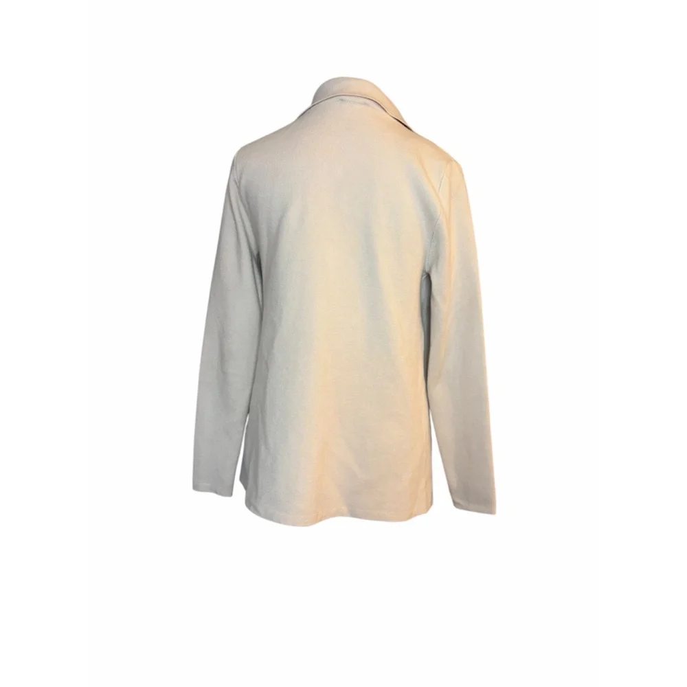 Sioni Double Breasted Knit Blazer XS Beige Gold Button Tailored Sweater Jacket - Picture 3 of 5